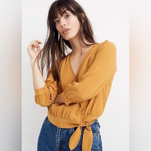Madewell Marigold Silk Wrap Top